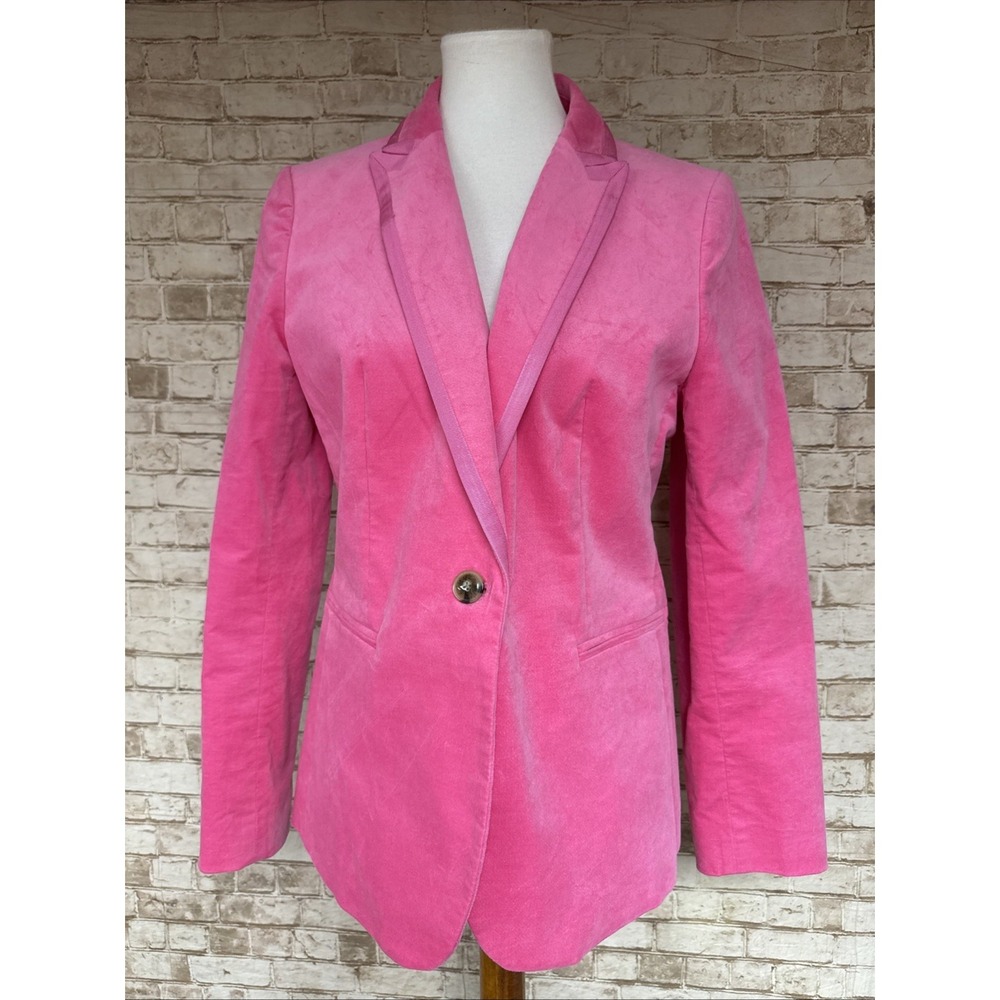 J. Crew Factory Vibrant Pink Velvet Single-Button Blazer
